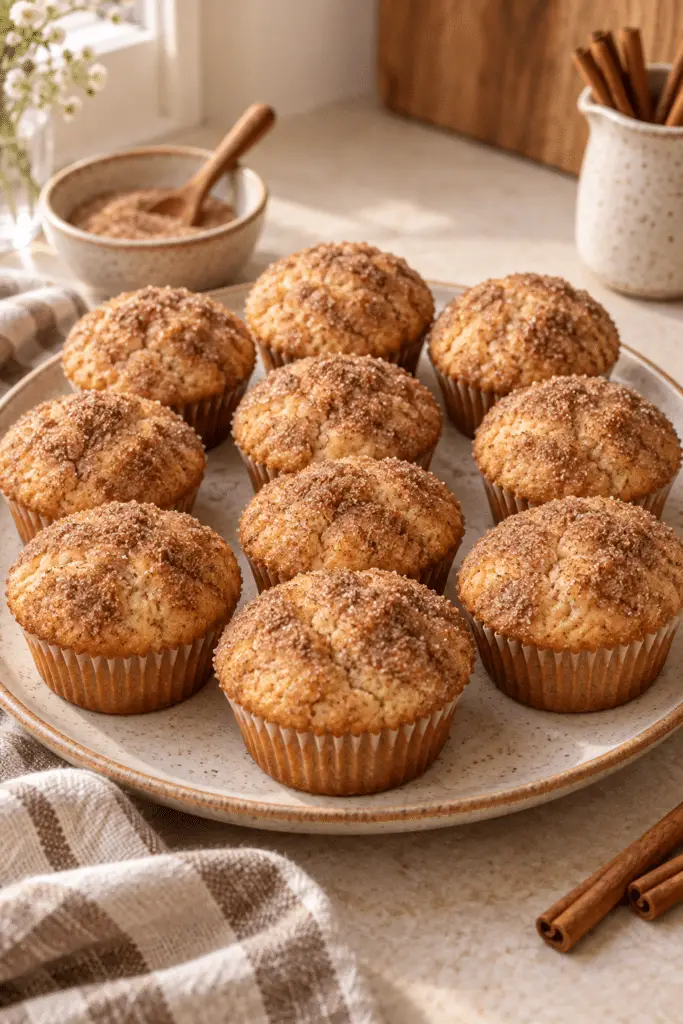 snickerdoodle muffins with cinnamon sugar topping