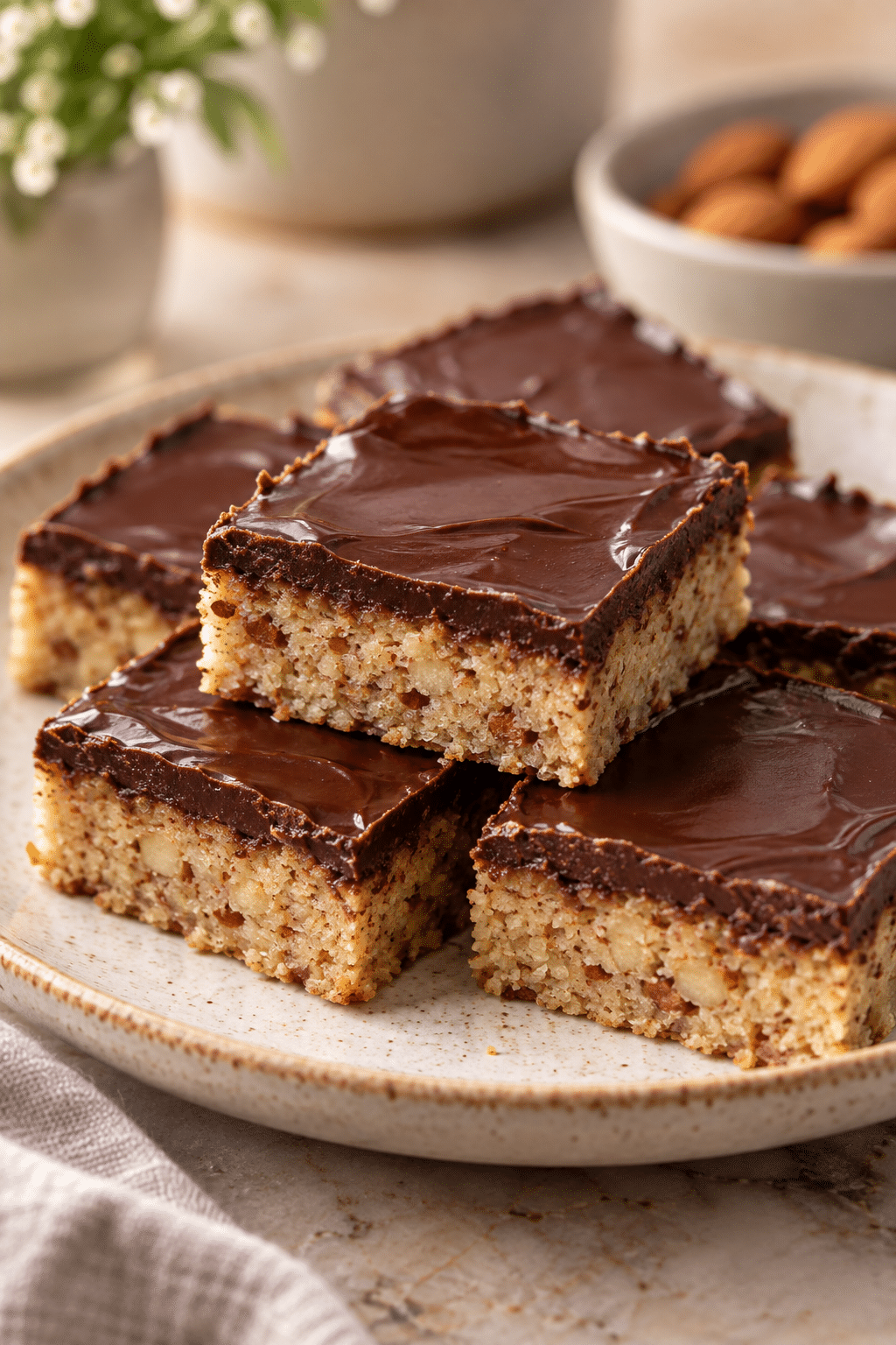Soft sugar free low carb cookie bars ready to serve