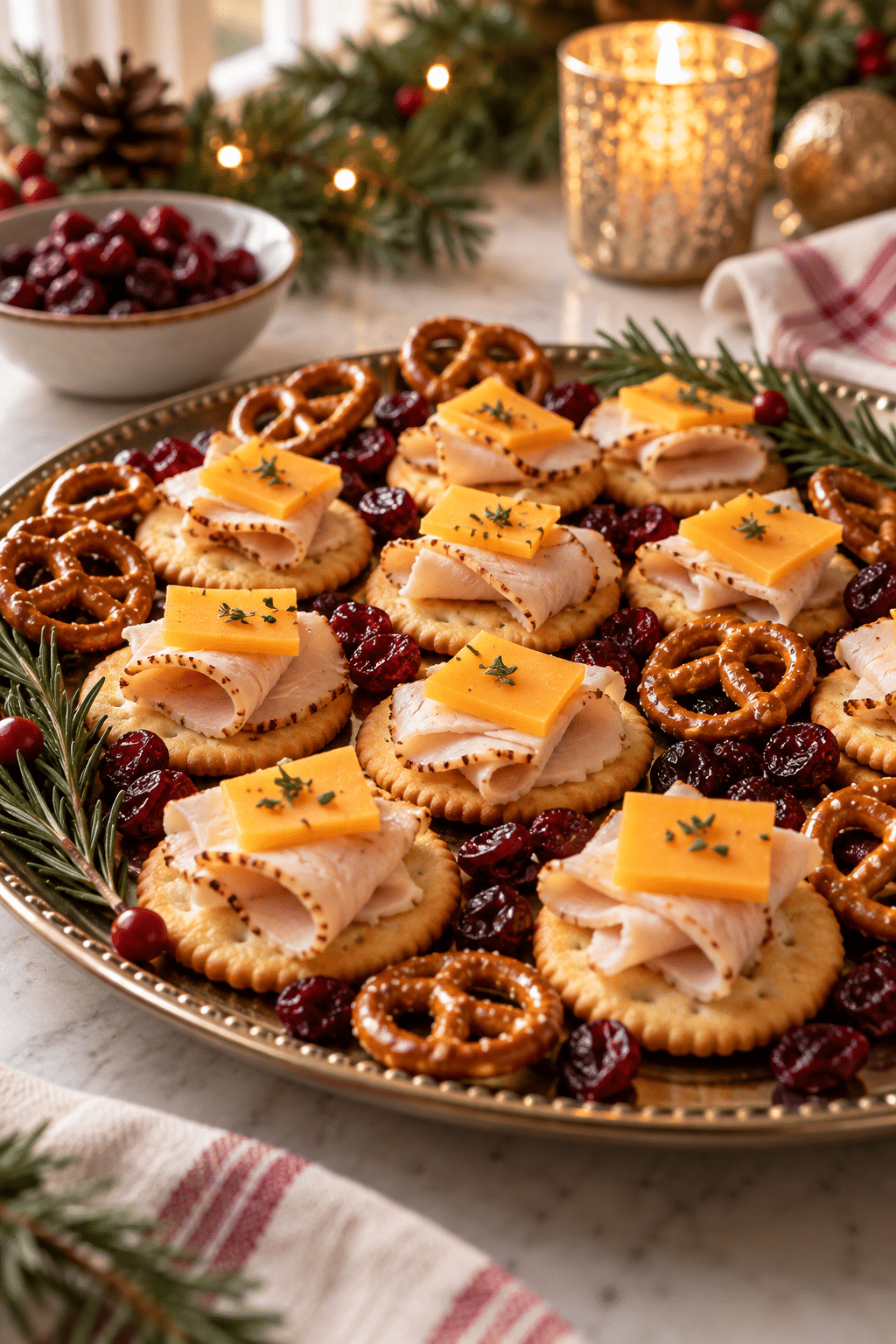assembling turkey cracker snacks