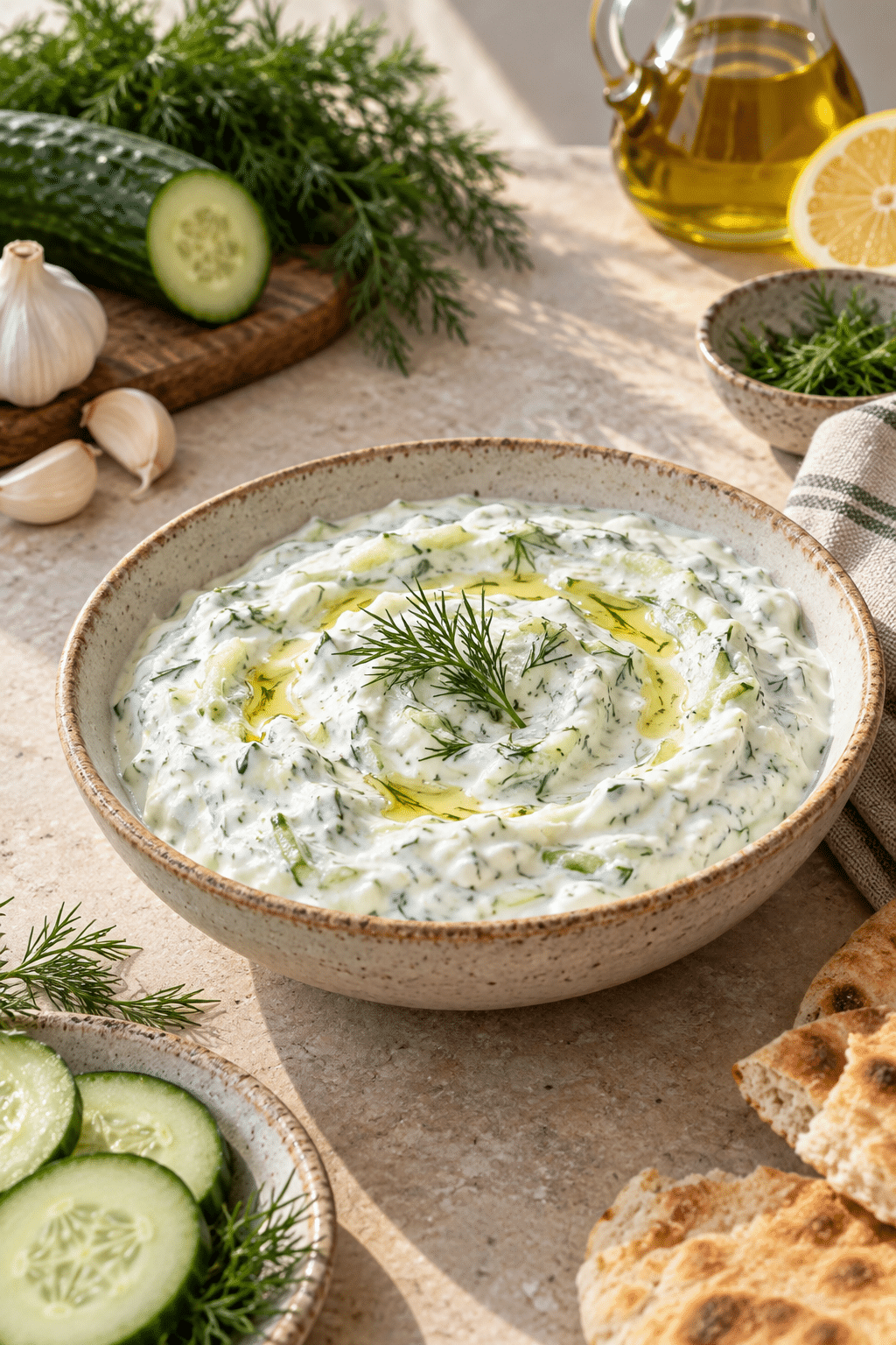 tzatziki sauce in a bowl