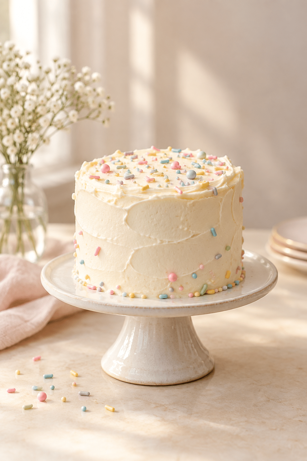 vanilla smash cake with buttercream