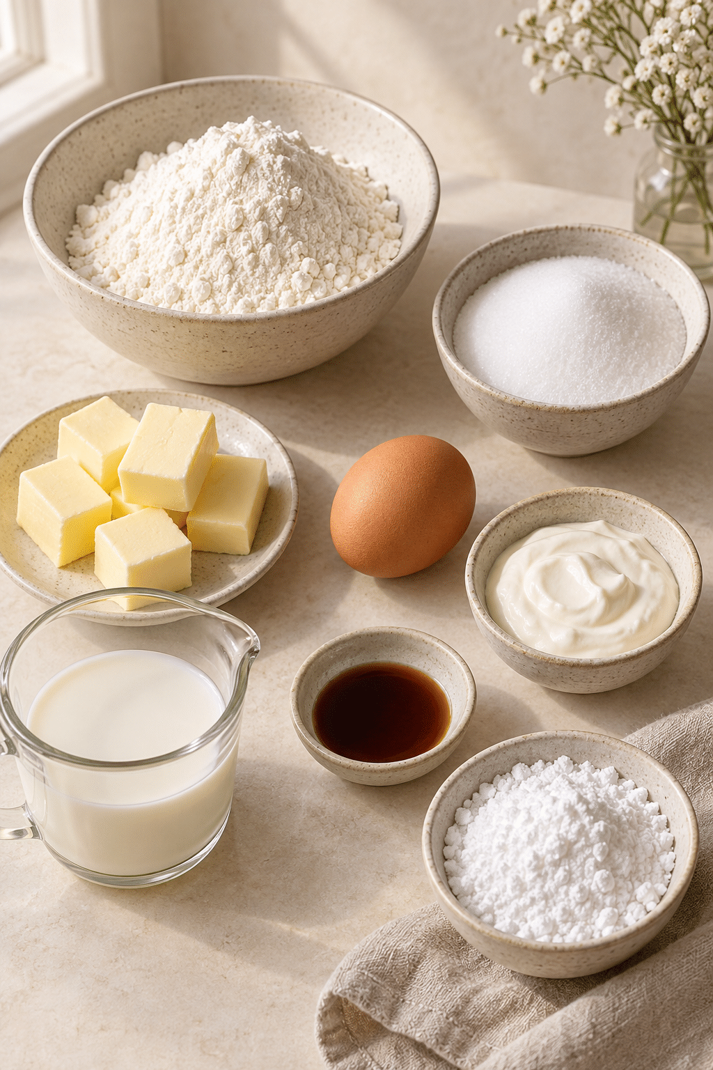 smash cake ingredients measured on a counter