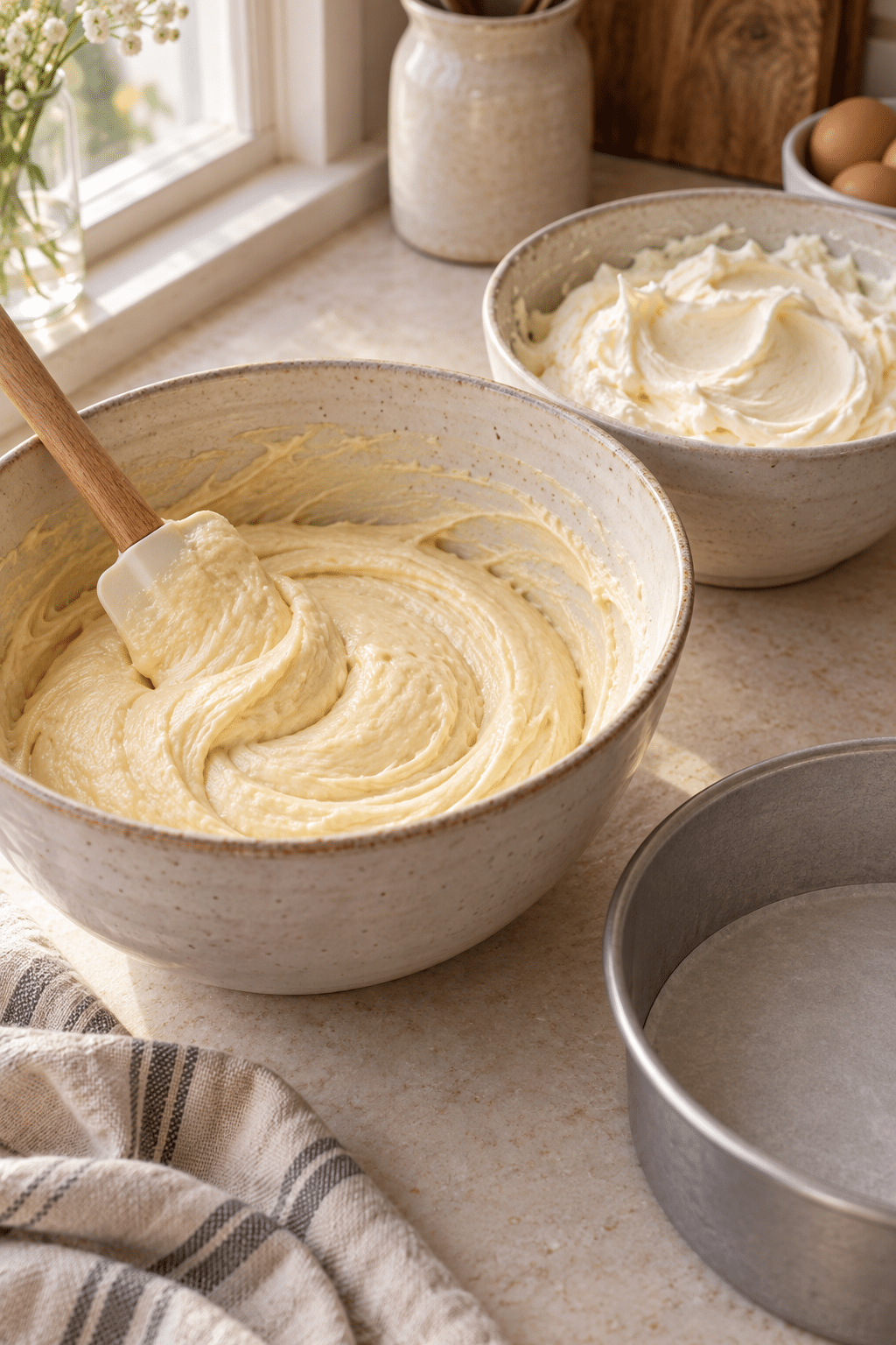 smash cake batter and frosting preparation