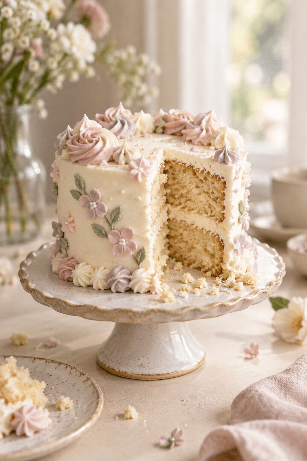 decorated vanilla smash cake ready for a first birthday