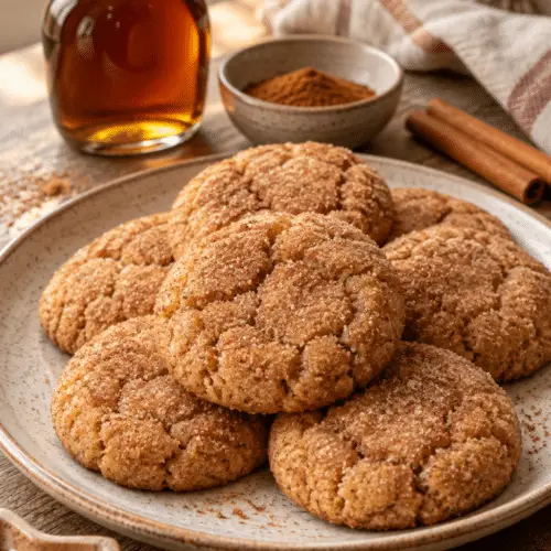 vegan maple snickerdoodles on a plate