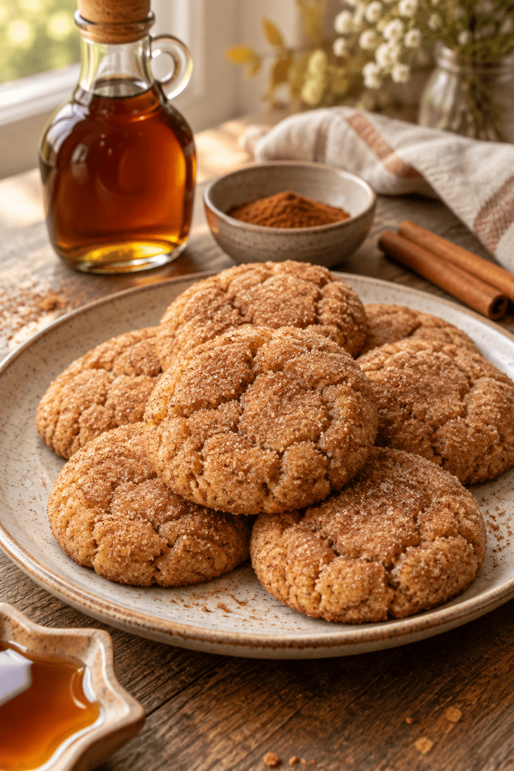 vegan maple snickerdoodles on a plate
