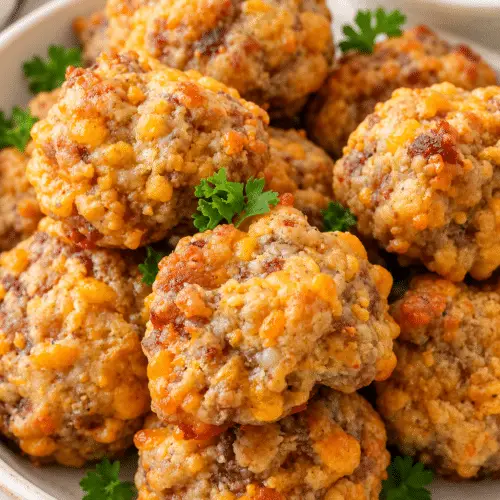 sausage balls on a serving platter
