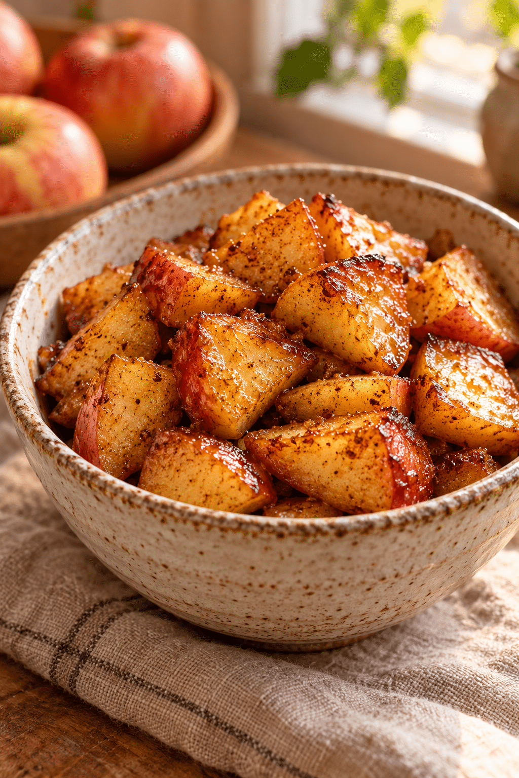 Air fryer apples with cinnamon