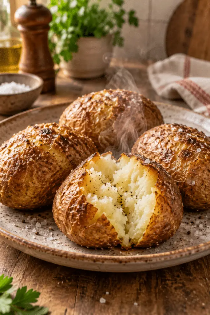 air fryer baked potatoes with crisp skins