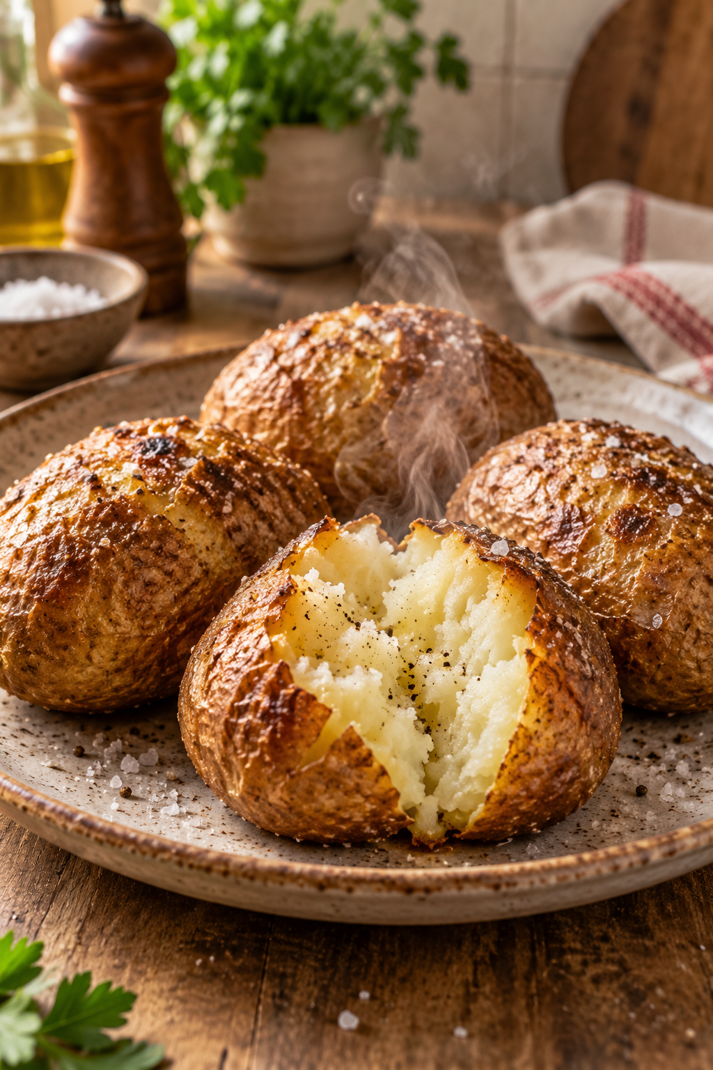 air fryer baked potatoes with crisp skins