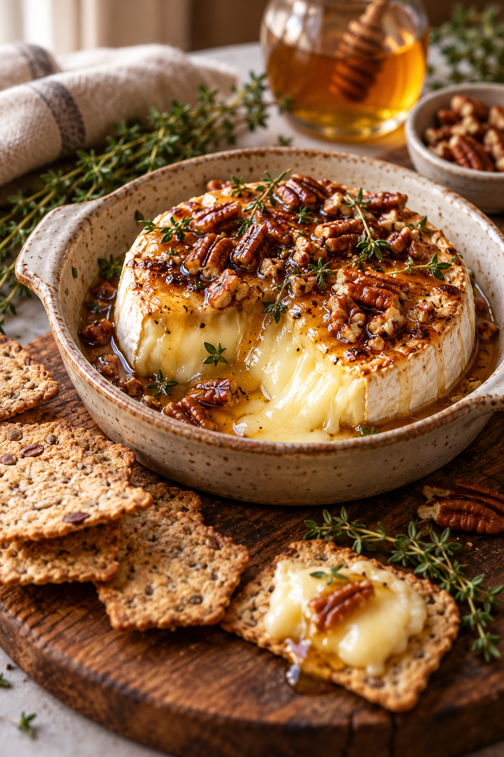 baked brie with maple syrup and thyme