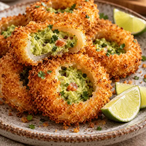 baked guacamole stuffed onion rings