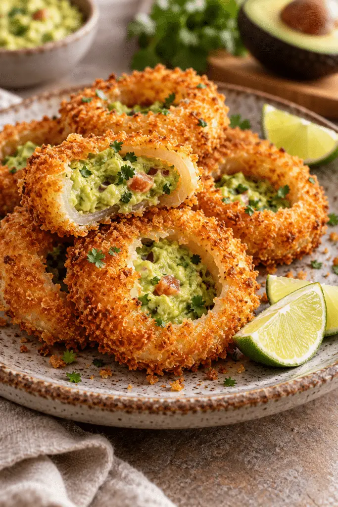 baked guacamole stuffed onion rings