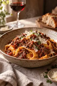 beef cheek ragu pasta finished dish