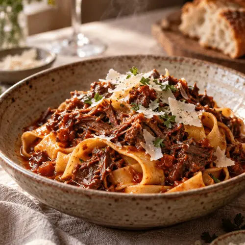 beef cheek ragu pasta finished dish