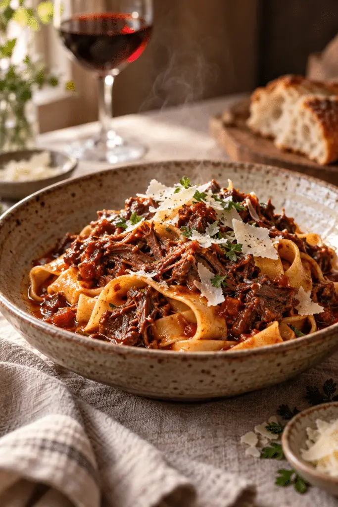 beef cheek ragu pasta finished dish