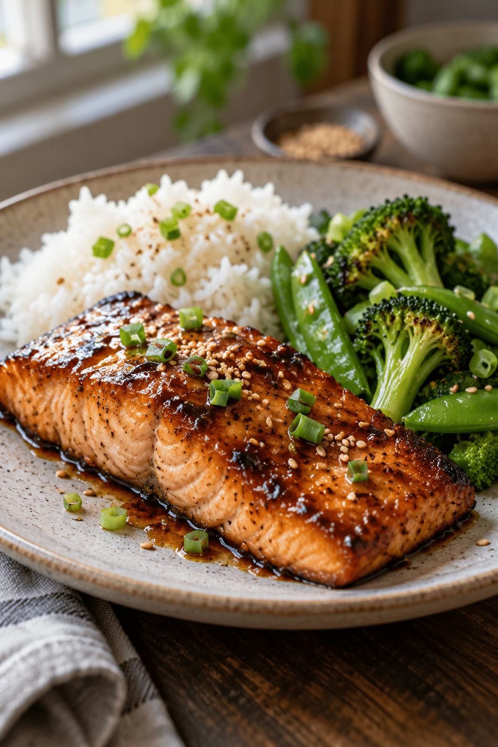 brown sugar soy sauce salmon served for dinner
