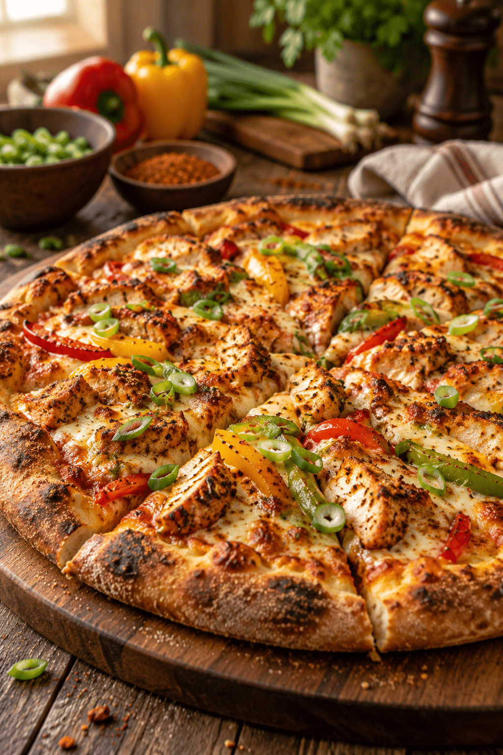 cajun chicken pizza finished dish