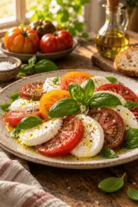 Caprese salad with tomatoes mozzarella and basil