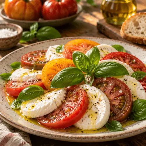 Caprese salad with tomatoes mozzarella and basil