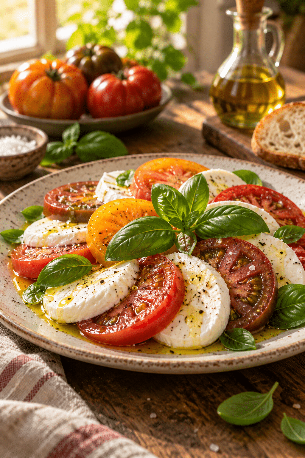 Caprese salad with tomatoes mozzarella and basil