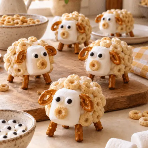 cheerios sheep snacks finished dish