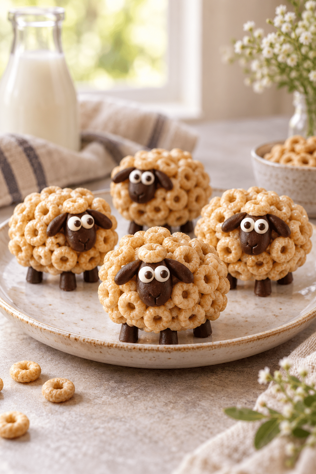 Finished Cheerios sheep snacks ready to serve