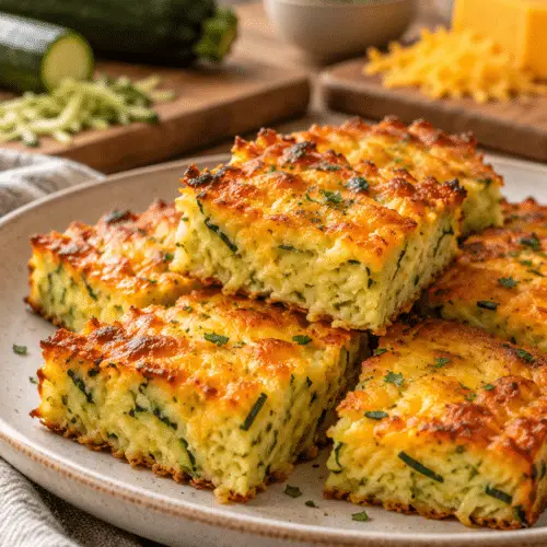 cheesy zucchini squares finished dish