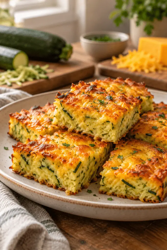 cheesy zucchini squares finished dish