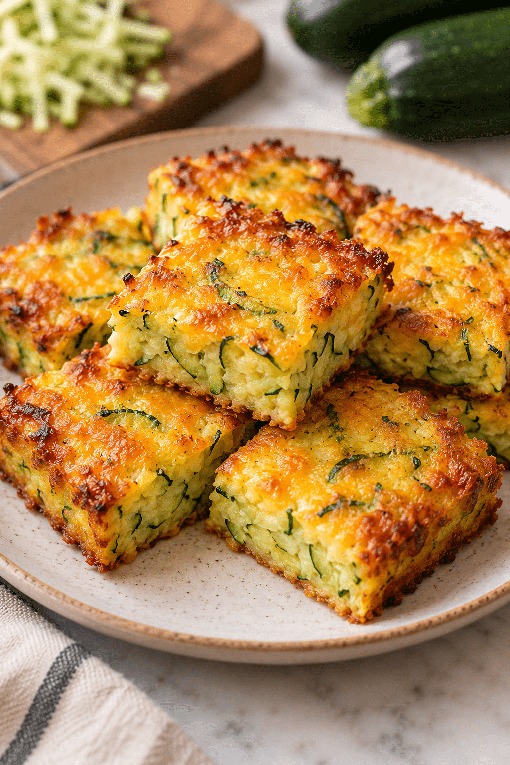 Ingredients for cheesy zucchini squares