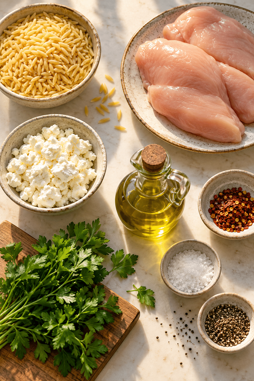 Ingredients for chicken with goat cheese vinaigrette