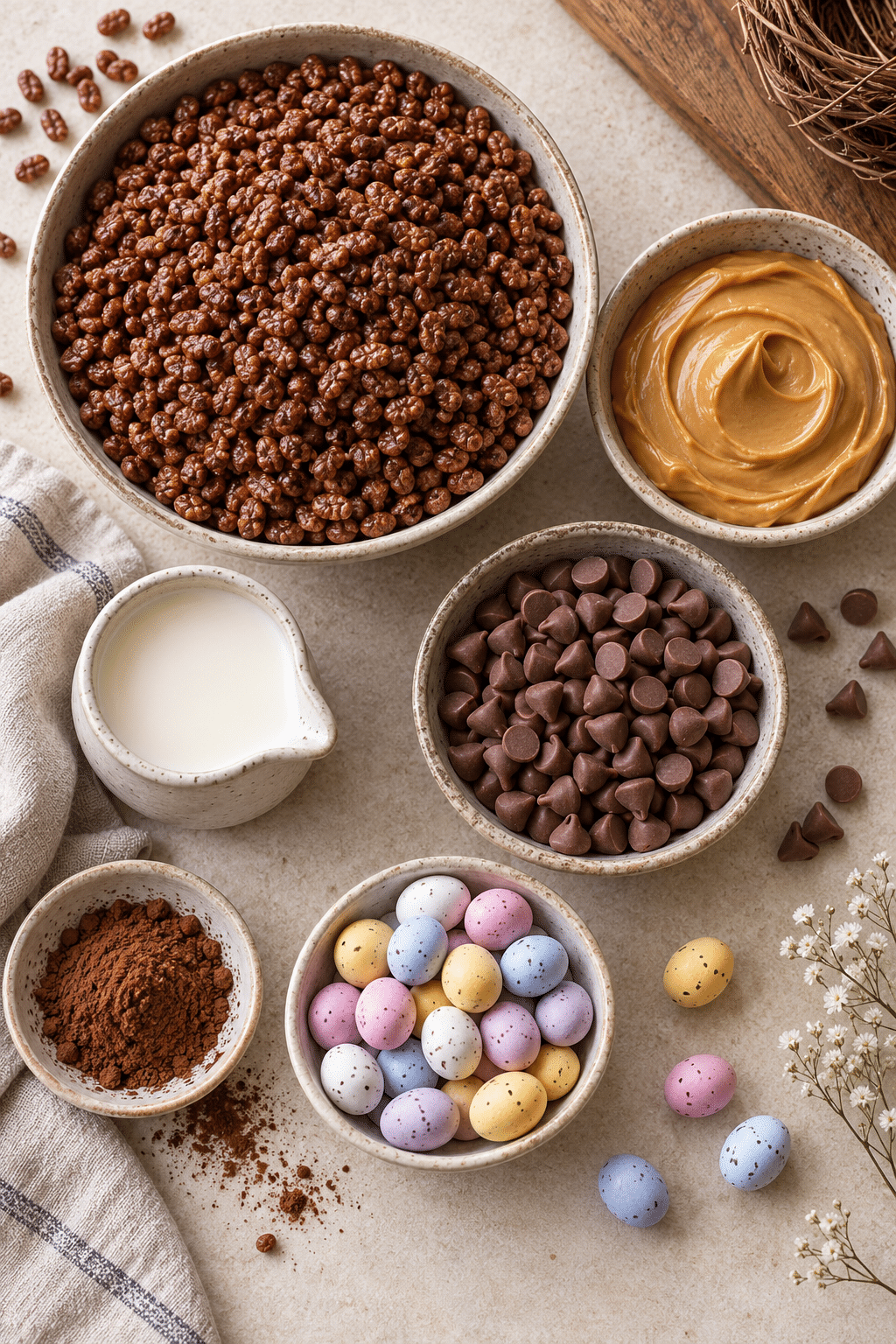 Ingredients for chocolate bird nests