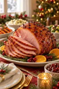 Christmas Eve dinner honey-glazed ham