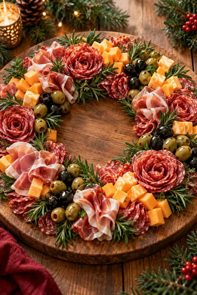 Christmas wreath charcuterie board