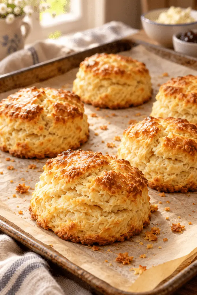 classic scones on a baking pan