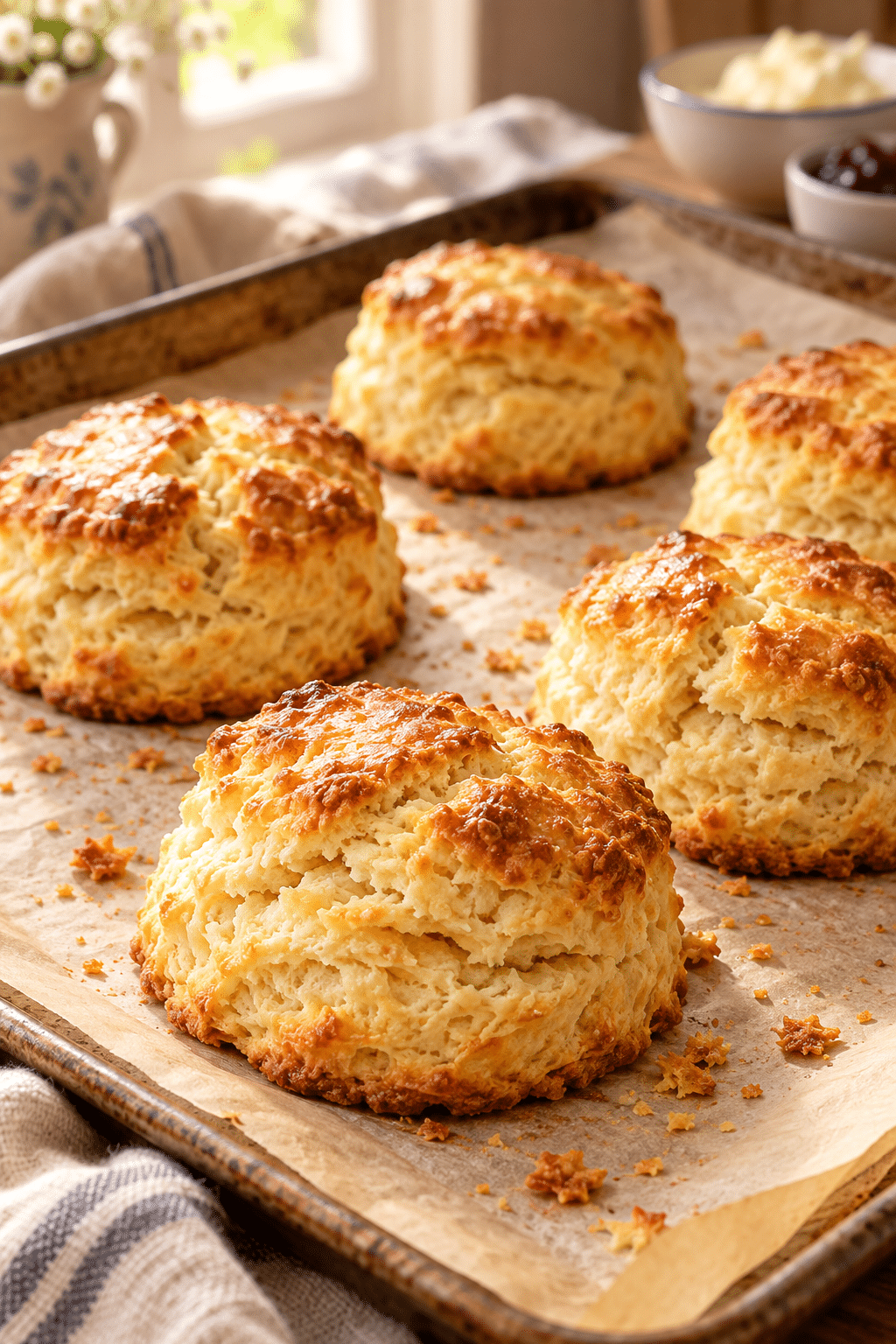 classic scones on a baking pan