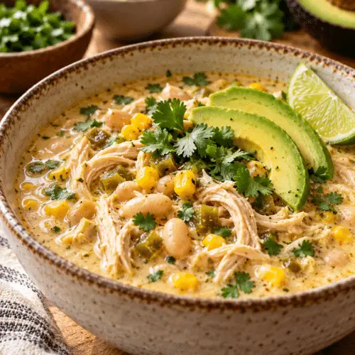 crock pot white chicken chili finished dish