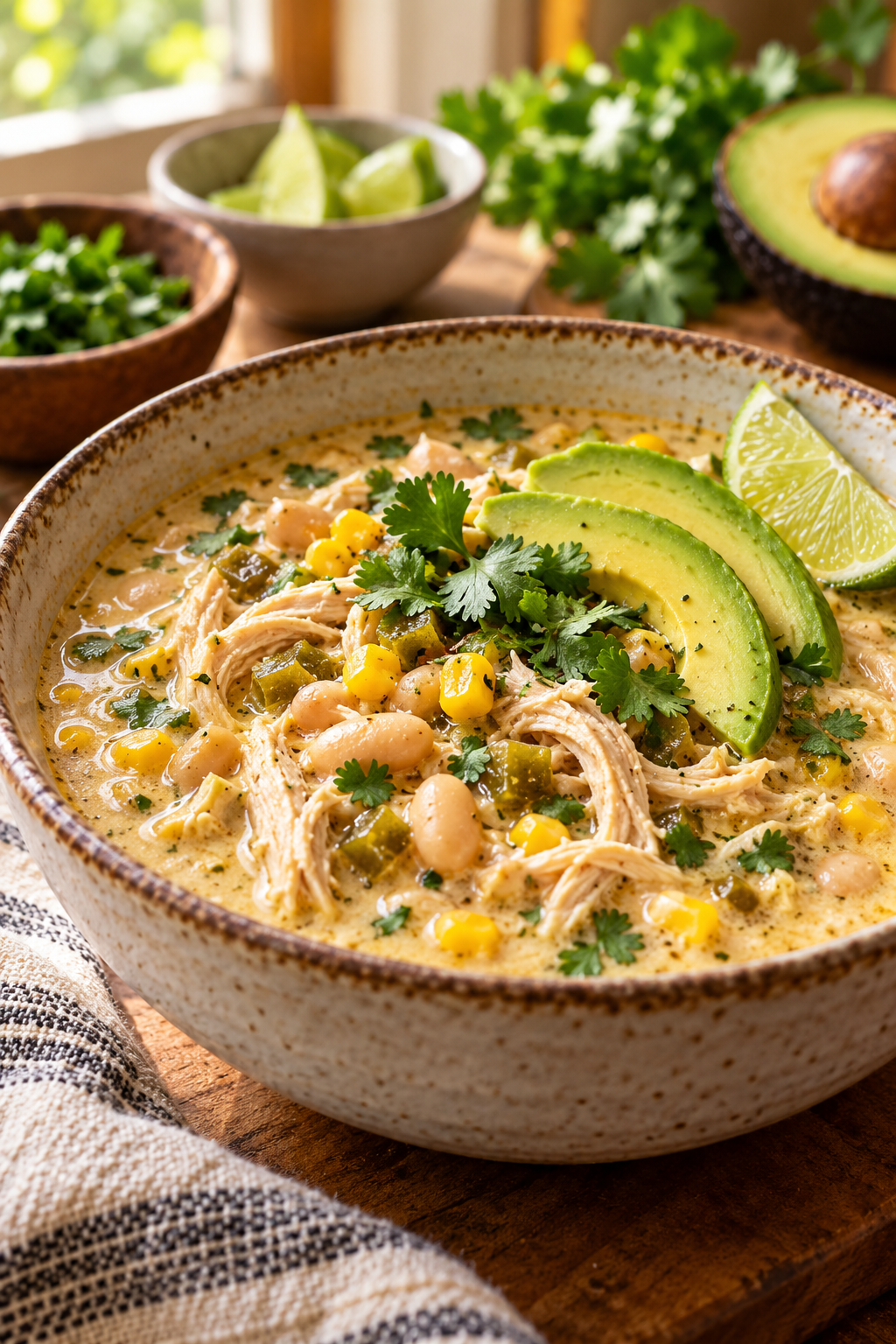 crock pot white chicken chili finished dish