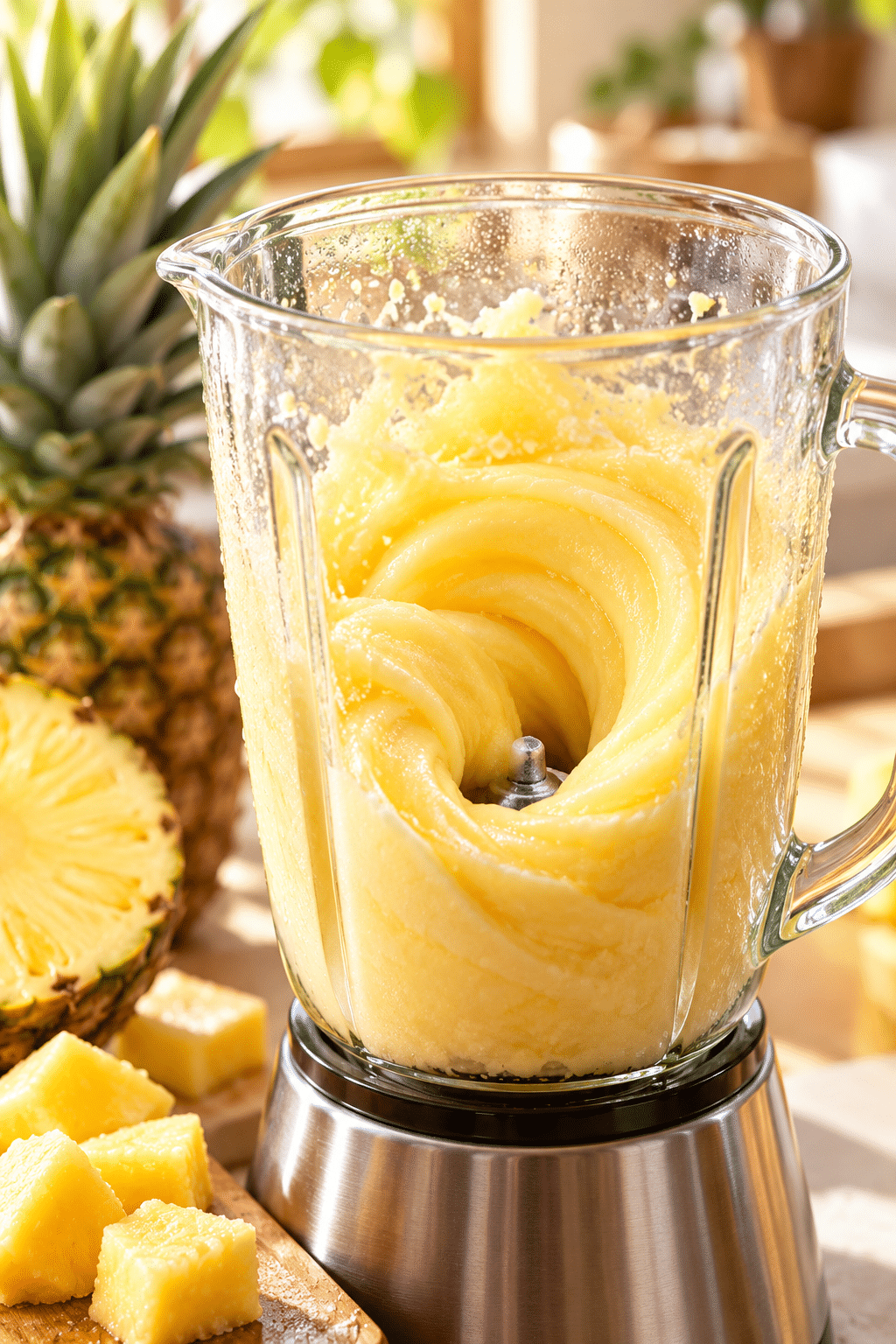 Blending ingredients for Dole Whip