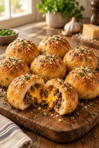 finished garlic Parmesan cheeseburger bombs