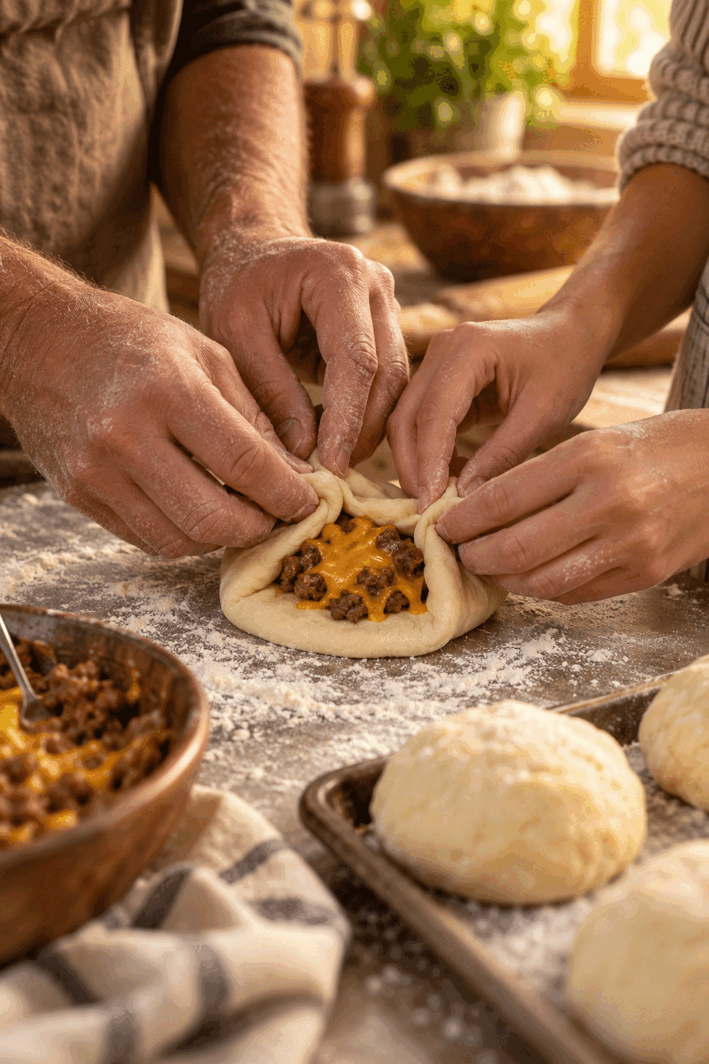 Garlic Parmesan baked beans being assembled