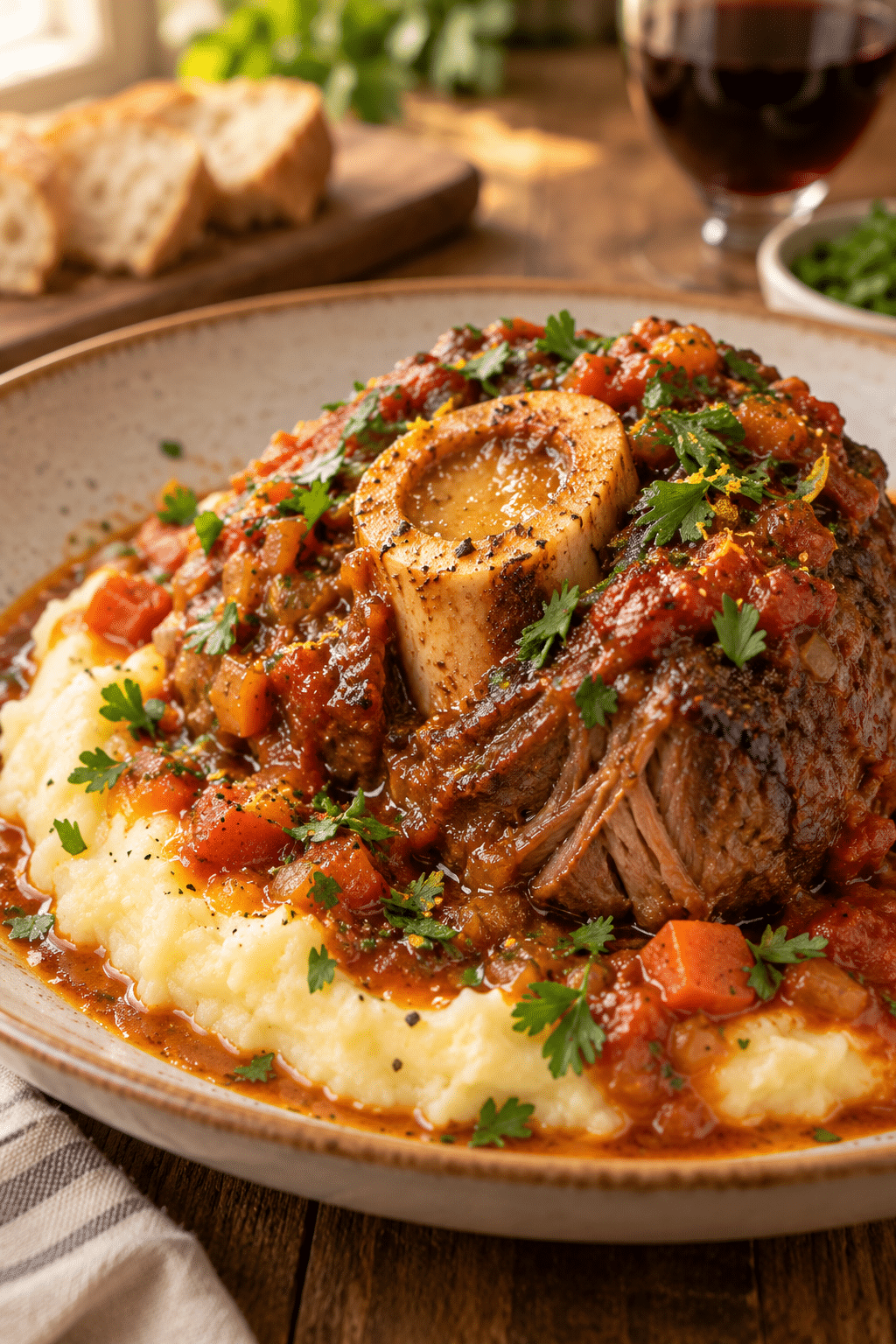tender osso buco with tomato sauce