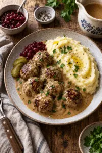 Easy Swedish meatballs with creamy gravy