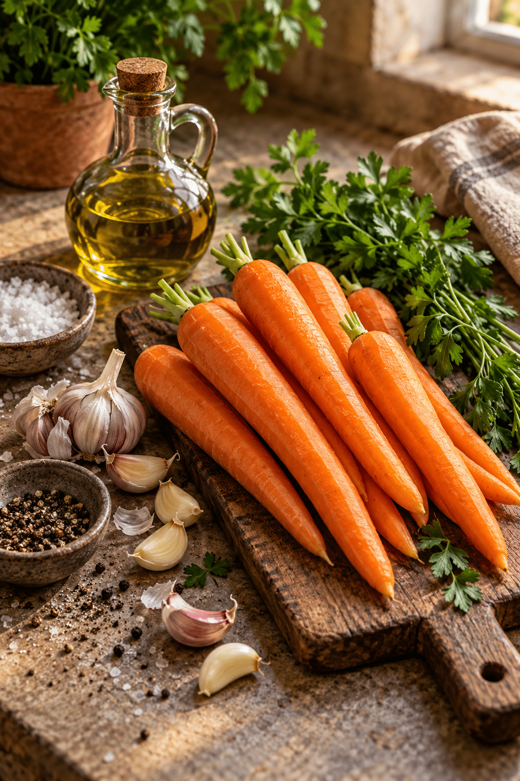 ingredients for garlic roasted carrots