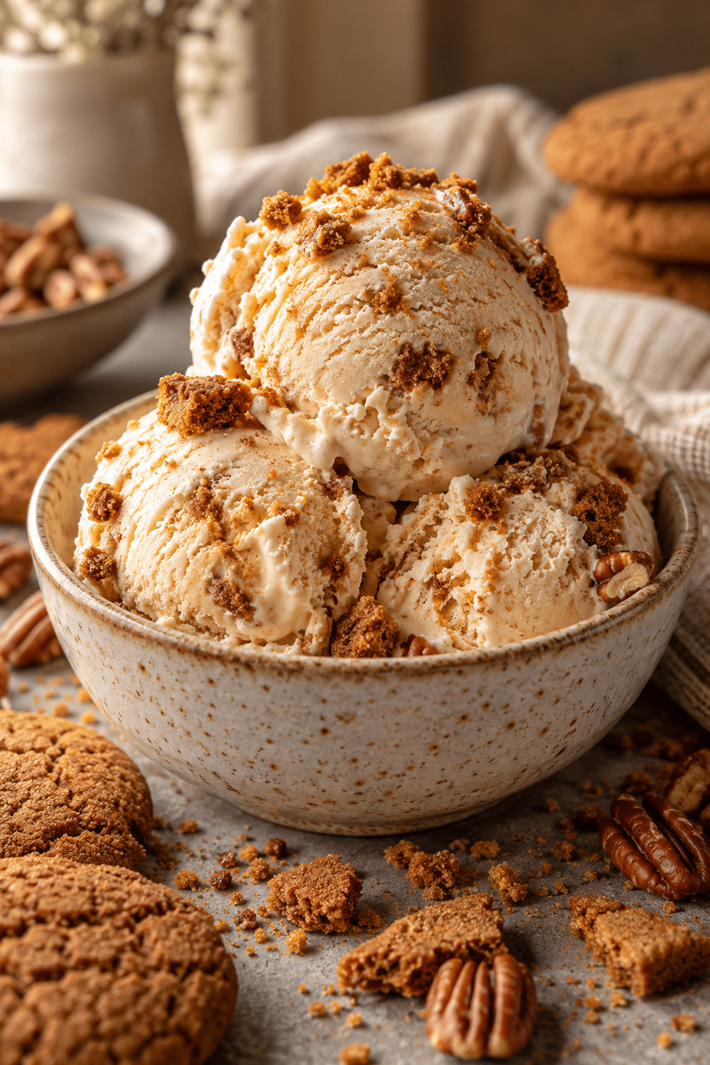 Finished gingersnap ice cream topped with cookie crumbs