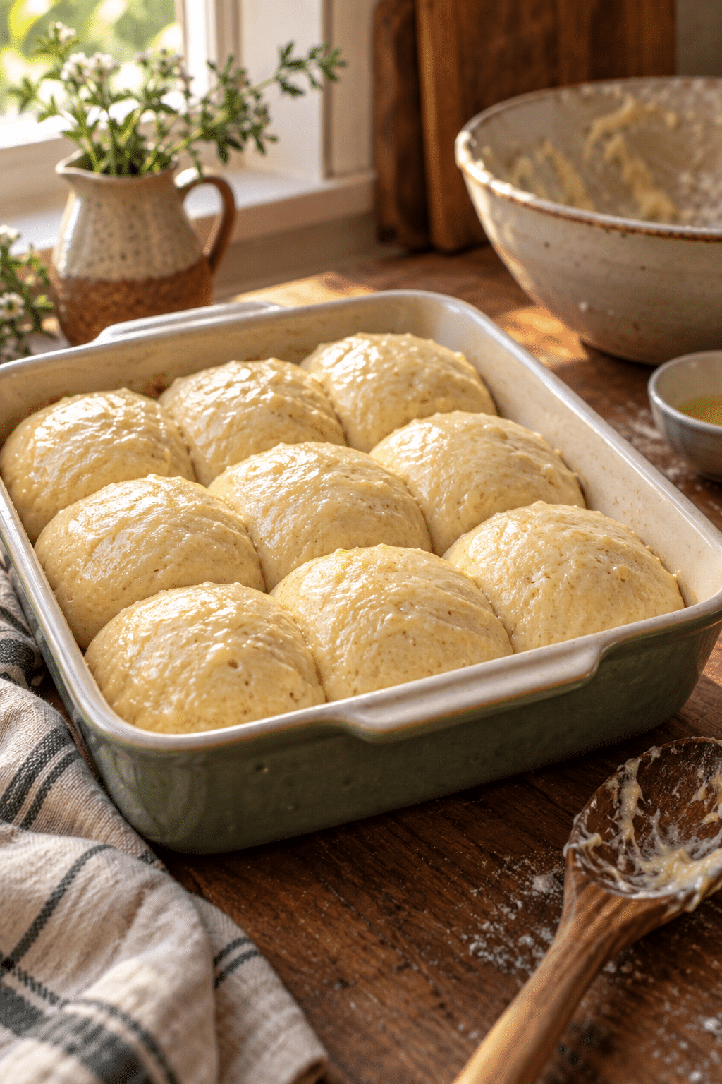gluten free rolls dough rising before baking