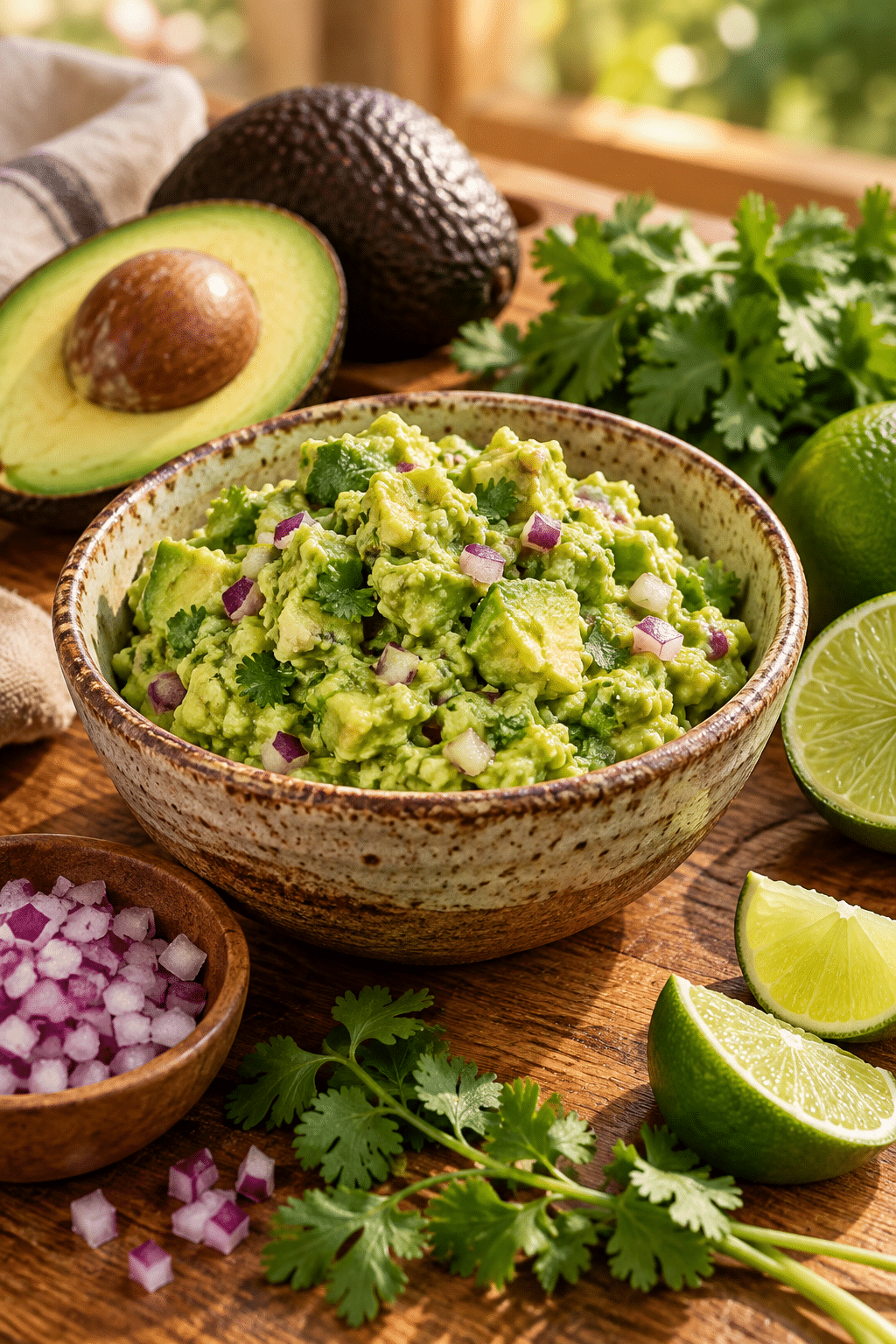 Fresh finished guacamole recipe in a serving bowl