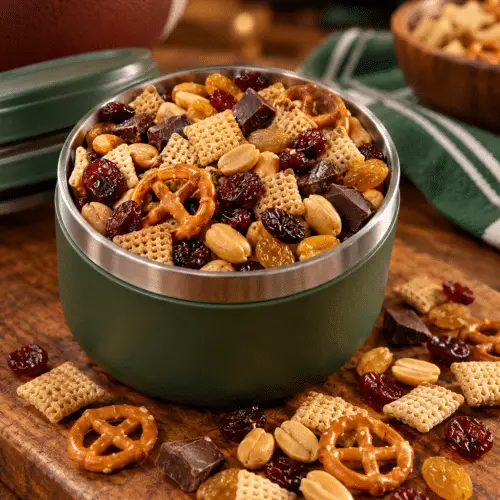 healthy football snacks in a portable game-day mix