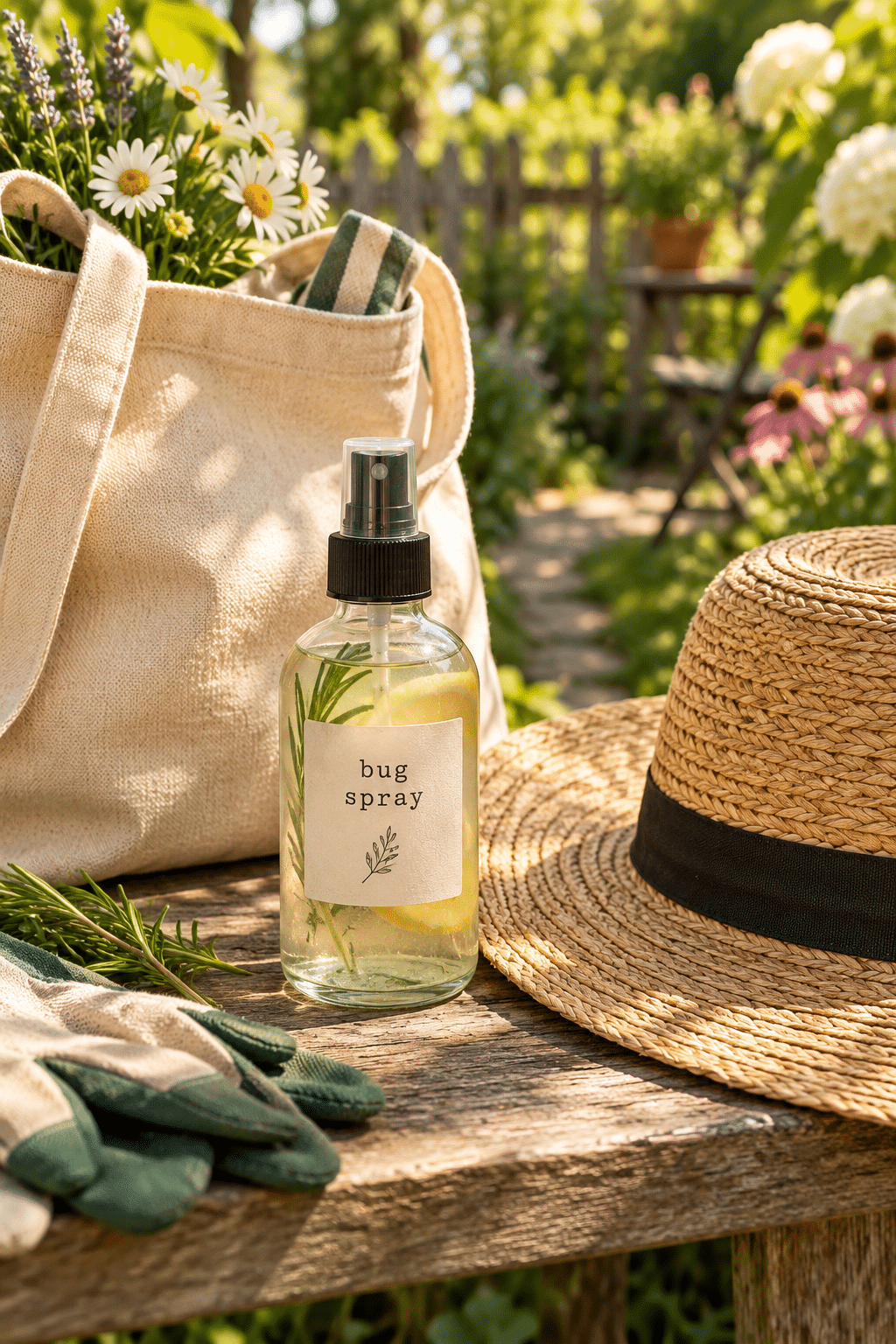 homemade bug spray ready for an outdoor day