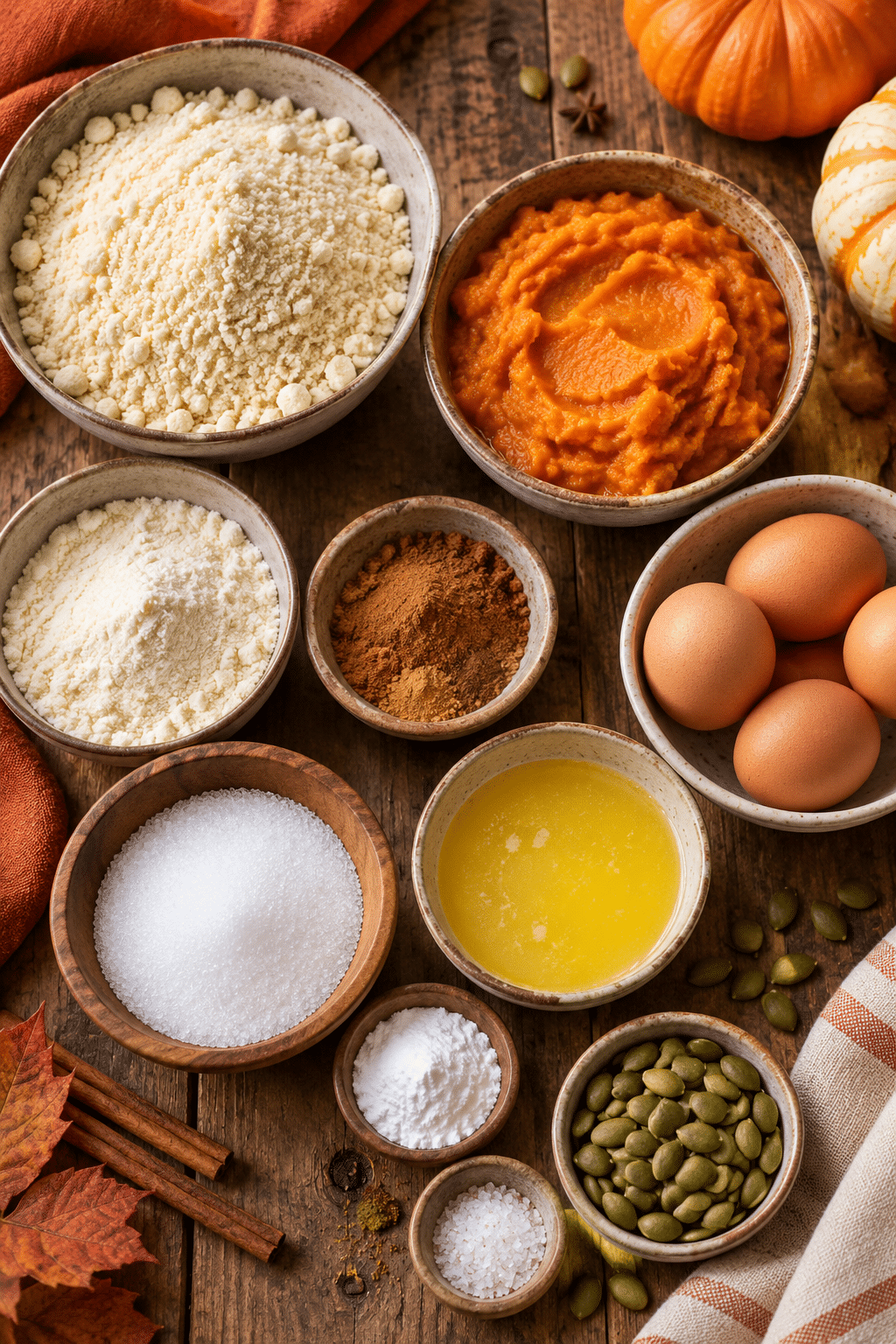 Ingredients for keto pumpkin bread
